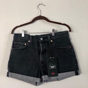 NWT Levi's 501 Mid Rise Black Cutoff Shorts 28